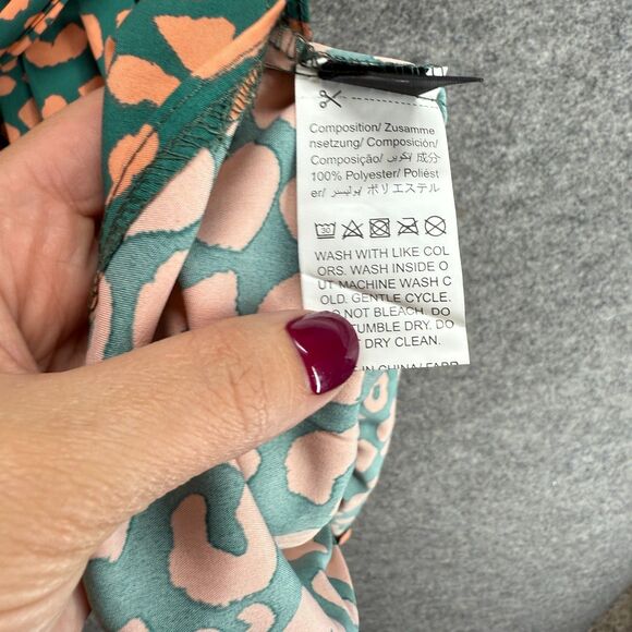 Skue Dress Women L Large Green Animal Print Sheath Midi V-Neck Belted Casual - Picture 6 of 7